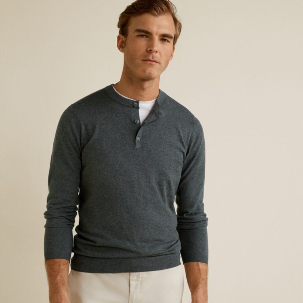 Cotton cashmere-blend button sweater. NWT